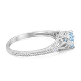 Vintage Design Engagement Solitaire Ring Simulated Cubic Zirconia 925 Sterling Silver