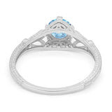 Vintage Design Engagement Solitaire Ring Simulated Cubic Zirconia 925 Sterling Silver