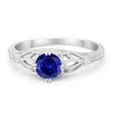 Vintage Design Engagement Solitaire Ring Simulated Cubic Zirconia 925 Sterling Silver