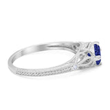 Vintage Design Engagement Solitaire Ring Simulated Cubic Zirconia 925 Sterling Silver