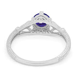 Vintage Design Engagement Solitaire Ring Simulated Cubic Zirconia 925 Sterling Silver
