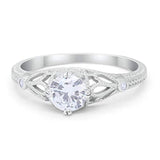 Vintage Design Engagement Solitaire Ring Simulated Cubic Zirconia 925 Sterling Silver