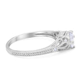 Vintage Design Engagement Solitaire Ring Simulated Cubic Zirconia 925 Sterling Silver