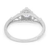 Vintage Design Engagement Solitaire Ring Simulated Cubic Zirconia 925 Sterling Silver