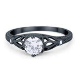 Vintage Design Engagement Solitaire Ring Simulated Cubic Zirconia 925 Sterling Silver