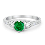 Vintage Design Engagement Solitaire Ring Simulated Cubic Zirconia 925 Sterling Silver
