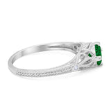 Vintage Design Engagement Solitaire Ring Simulated Cubic Zirconia 925 Sterling Silver