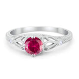 Vintage Design Engagement Solitaire Ring Simulated Cubic Zirconia 925 Sterling Silver