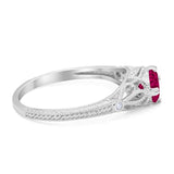 Vintage Design Engagement Solitaire Ring Simulated Cubic Zirconia 925 Sterling Silver
