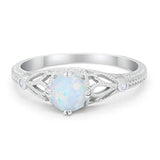 Vintage Design Engagement Solitaire Ring Simulated Cubic Zirconia 925 Sterling Silver