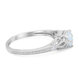 Vintage Design Engagement Solitaire Ring Simulated Cubic Zirconia 925 Sterling Silver