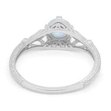 Vintage Design Engagement Solitaire Ring Simulated Cubic Zirconia 925 Sterling Silver
