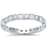 2.5mm Full Eternity Stackable Band Ring Round Square Set Cubic Zirconia 925 Sterling Silver