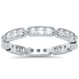 2.5mm Full Eternity Stackable Wedding Engagement Band Ring Princess 925 Sterling Silver