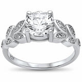 Art Deco Engagement Ring Round Cubic Zirconia 925 Sterling Silver Choose Color