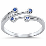 New Design Fashion Ring Bezel Simulated Blue Sapphire 925 Sterling Silver