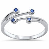 New Design Fashion Ring Bezel Simulated Blue Sapphire 925 Sterling Silver