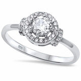 Halo Engagement Ring Round Cubic Zirconia 925 Sterling Silver Choose Color