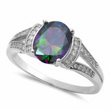 Split Shank Engagement Ring Oval Round Cubic Zirconia 925 Sterling Silver Choose Color