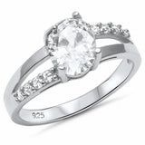 Oval Round Cubic Zirconia Engagement Ring 925 Sterling Silver Choose Color