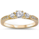 3-Stone Engagement Promise Ring Simulated CZ 925 Sterling Silver (4mm)