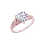 Heart Promise Ring Art Deco Design Accent Round Cubic Zirconia 925 Sterling Silver Choose Color