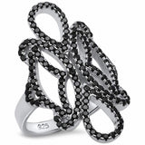 Micro Pave Ring Modern Antique Style 925 Sterling Silver Choose Color