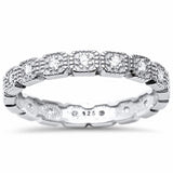2.9mm Full Eternity Wedding Band Ring Milgrain Design 925 Sterling Silver Choose Color