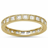 3mm Full Eternity Band Princess Cut Simulated Cubic Zirconia 925 Sterling Silver Choose Color
