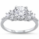Engagement Ring Round Cubic Zirconia 925 Sterling Silver Choose Color