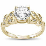 Art Deco Engagement Ring Simulated Round CZ 925 Sterling Silver