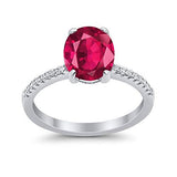 Halo Oval Split Shank Wedding Ring Simulated Cubic Zirconia 925 Sterling Silver