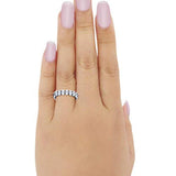 Full Eternity Art Deco Oval Band Ring Oval 925 Sterling Silver