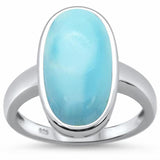 Solitiare Long Oval Ring Simulated Stone 925 Sterling Silver Choose Color