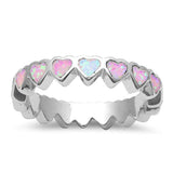 4mm Full Eternity Heart Band Ring Stackable Lab Created Blue Opal 925 Sterling Silver - Blue Apple Jewelry