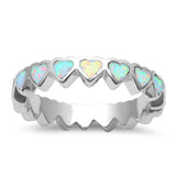 4mm Full Eternity Heart Band Ring Stackable Lab Created Blue Opal 925 Sterling Silver - Blue Apple Jewelry