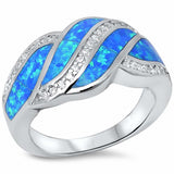Fashion Ring Created Opal Round Cubic Zirconia 925 Sterling Silver Choose Color