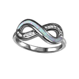 Infinity Engagement Ring Lab Created Opal Round CZ Infinity Promise Ring 925 Sterling Silver Choose Color