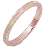 3mm Full Eternity Stackable Band Ring Created Opal 925 Sterling Silver Choose Color - Blue Apple Jewelry