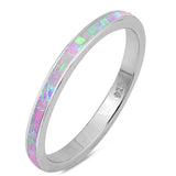 3mm Full Eternity Stackable Band Ring Created Opal 925 Sterling Silver Choose Color - Blue Apple Jewelry