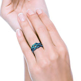 Celtic Infinity Crisscross Ring Band Lab Created Blue Opal 925 Sterling Silver (10mm)