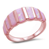 Half Eternity Design Band Ring Created Opal 925 Sterling Silver Choose Color