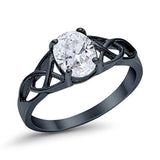 Art Deco Wedding Bridal Ring Simulated Cubic Zirconia 925 Sterling Silver