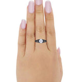 Art Deco Wedding Bridal Ring Simulated Cubic Zirconia 925 Sterling Silver