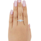 Art Deco Wedding Bridal Ring Simulated Cubic Zirconia 925 Sterling Silver