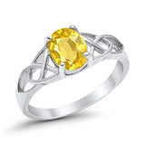 Art Deco Wedding Bridal Ring Simulated Cubic Zirconia 925 Sterling Silver
