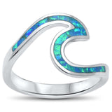 Wave Ring Band Swirl Lab Created Opal 925 Sterling Silver Choose Color