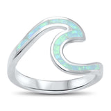 Wave Ring Band Swirl Lab Created Opal 925 Sterling Silver Choose Color