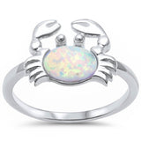 Crab Ring Lab Created Pink Opal 925 Sterling Silver - Blue Apple Jewelry