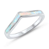 Half Eternity Lab Created Blue Opal Thumb Ring Band Chevron Midi 925 Sterling Silver - Blue Apple Jewelry